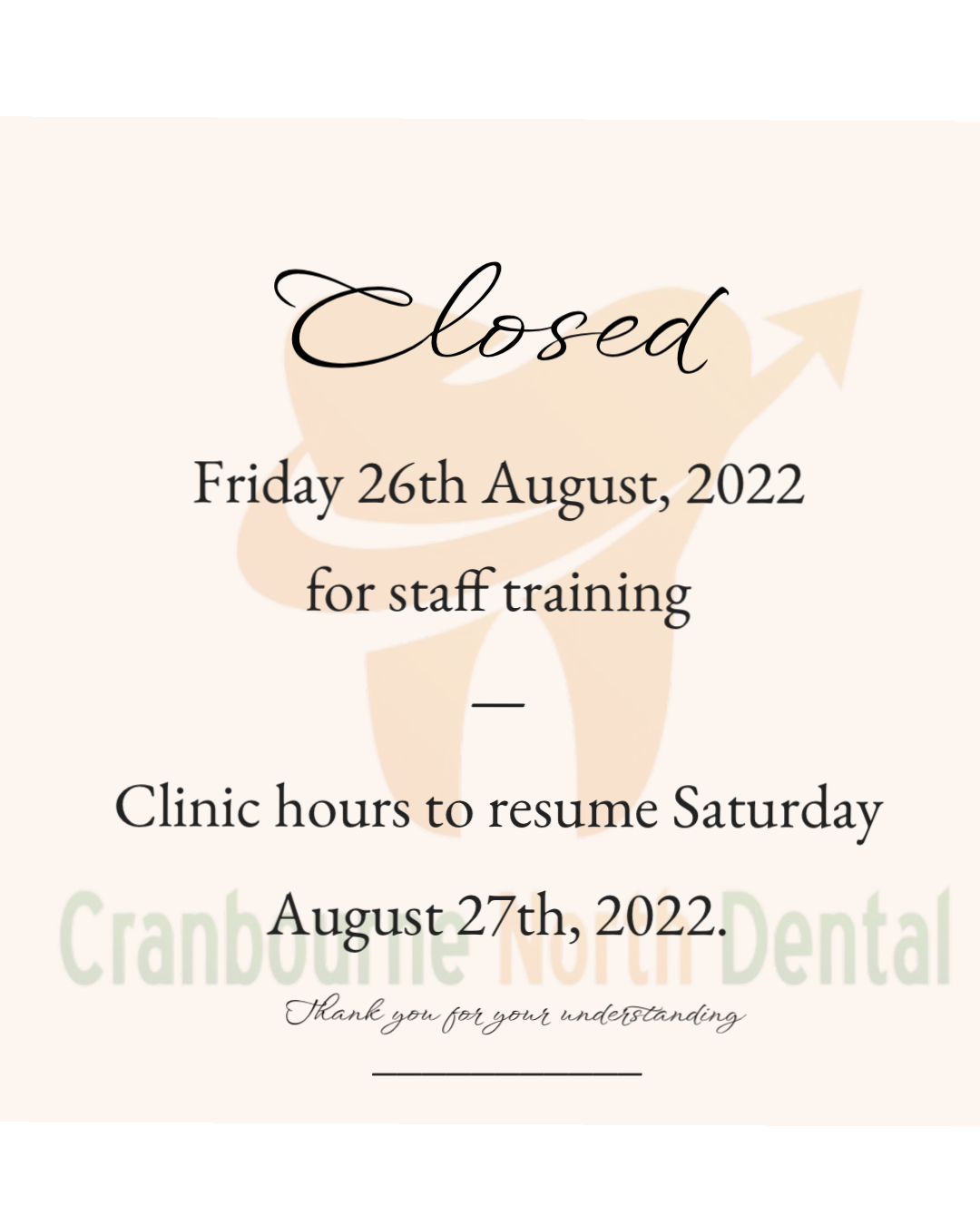 Closed – Staff Training