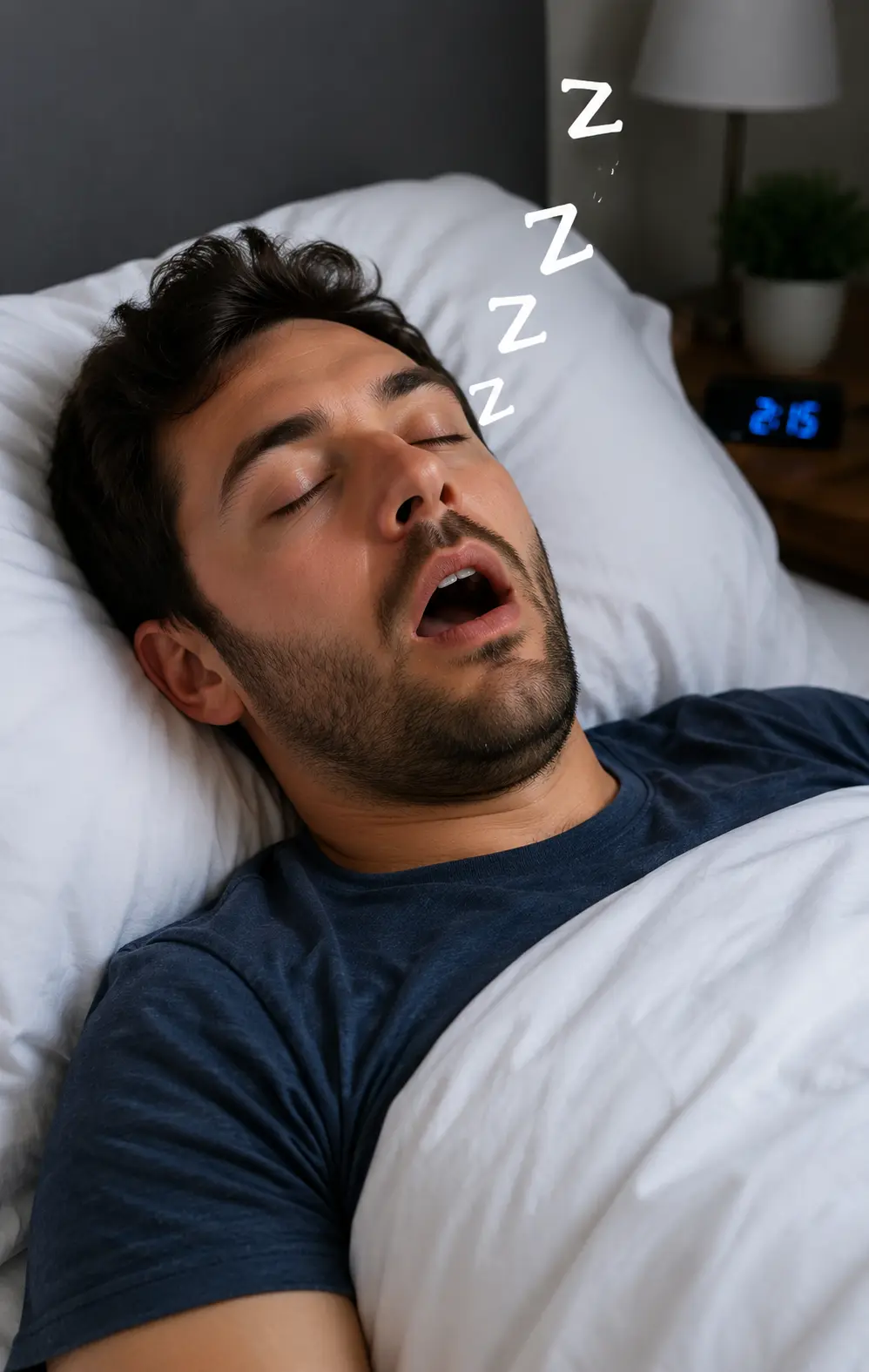 Man Snoring With Zzz Sleep Apnoea